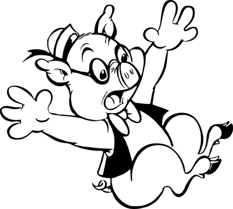 Falling Pig Coloring Page